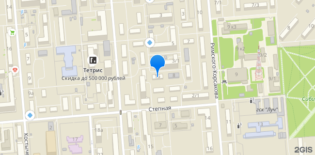 Расположение дома: Новосибирск, пер. 1-й Римского-Корсакова, д. 16